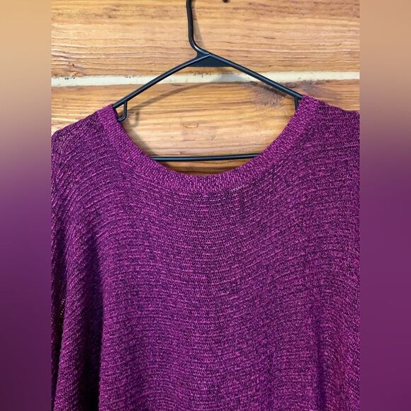 Express Hot Pink & Black Marled Lightweight Slouchy Crewneck Sweater Sma… - Picture 6 of 8